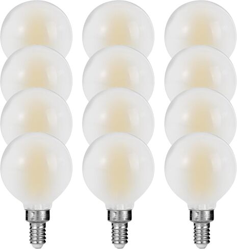 E12 G16 LED Globe Light Bulbs, Small Golf-Ball Size Round Bulb, 4W (40W Equivalent) 400 Lumens, 2700K Soft White, Dimmable, Frosted Glass, for Candelabra, Pendant, Sconce, Lamp, 6 Pack in Kuwait