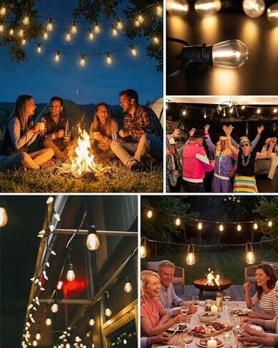 S14 LED Solar Replacement Bulbs,1W Equal to 5W,DC 3V Plastic E26 Screw Base Shatterproof & Waterproof Globe Bulbs Light for Outdoor String Lights,Patio Cafe Bistro Decor, 2700K Warm White,15 Pack in Kuwait