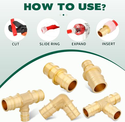 1/2 Inch PEX-A Expansion Elbow Fittings, ASTM F1960 Brass 90 Degree Elbow Connector, Lead-Free Brass PEX-A Pipe Fittings for Potable Water, Hot and Cold Plumbing, Hydronic Radiant Heating (10-Pack) in Kuwait