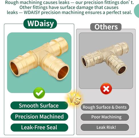1/2 Inch PEX-A Expansion Elbow Fittings, ASTM F1960 Brass 90 Degree Elbow Connector, Lead-Free Brass PEX-A Pipe Fittings for Potable Water, Hot and Cold Plumbing, Hydronic Radiant Heating (10-Pack) in Kuwait