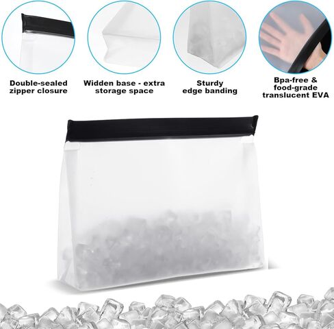 8 Pack Reusable Ice Storage Bags – 10" x 7.3" x 2.2" Leakproof Freezer Bags, BPA-Free EVA, Secure Zip Seal for Ice, Food & Travel in Kuwait
