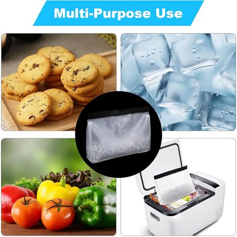 8 Pack Reusable Ice Storage Bags – 10" x 7.3" x 2.2" Leakproof Freezer Bags, BPA-Free EVA, Secure Zip Seal for Ice, Food & Travel in Kuwait