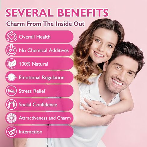 Pheromone Gummies for Women with Slippery Elm – Enhance Confidence & Attraction – Hormone Balance & Body Odor Support, Non-GMO, Sugar Free, Gluten-Free, Vegan, Strawberry Flavor, 60 Gummies in Kuwait