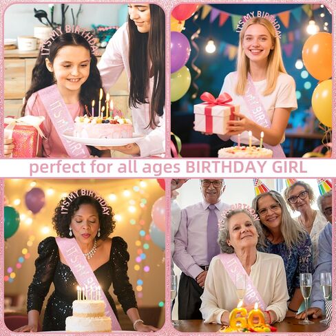 MystiCharm Birthday Sash Crown for Girls Women Queen Princess Tiara Crown Headband Sash Birthday Decorations Accessories in Saudi Arabia