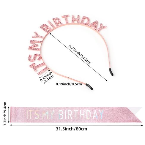 MystiCharm Birthday Sash Crown for Girls Women Queen Princess Tiara Crown Headband Sash Birthday Decorations Accessories in Saudi Arabia