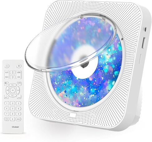 Howduoyu Bluetooth CD Player Portable - مشغل أقراص مضغوطة صغير للمنزل مع جهاز التحكم عن بعد | مكبرات صوت مزدوجة مدمجة مع 6 أوضاع| يدعم CD/Bluetooth 5.1/راديو FM/U-Disk/Aux، مشغل أقراص مضغوطة HiFi للسيارة in Kuwait