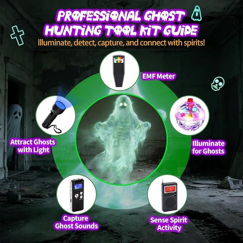 Professional 8 Pcs Ghost Hunting Equipment Kit, All-in-One Ghost Hunting Kit for Paranormal Research, Complete Ghost Investigation Equipment with EMF Meter, Spirit Box & Recorder in Kuwait