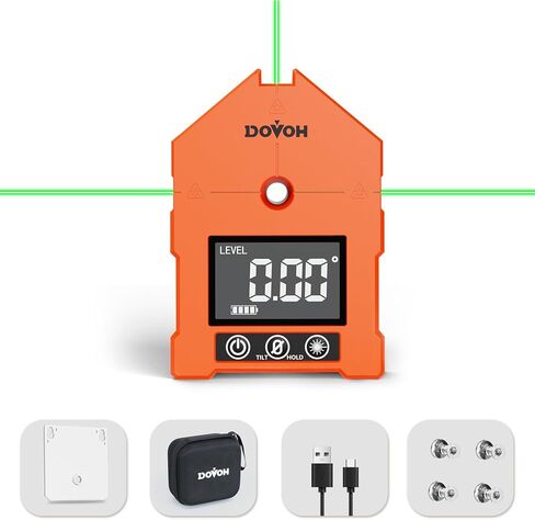 DOVOH 3-in-1 Digital Angle Finder with Laser, 3 Green Beam Digital Angle Gauge with Magnetic Rechargeable Inclinometer Digital Level Laser for Woodwork, Hanging Picture, Saw, WG-3L in Kuwait