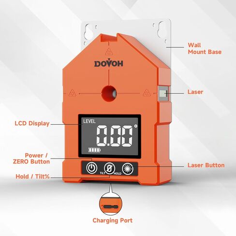 DOVOH 3-in-1 Digital Angle Finder with Laser, 3 Green Beam Digital Angle Gauge with Magnetic Rechargeable Inclinometer Digital Level Laser for Woodwork, Hanging Picture, Saw, WG-3L in Kuwait