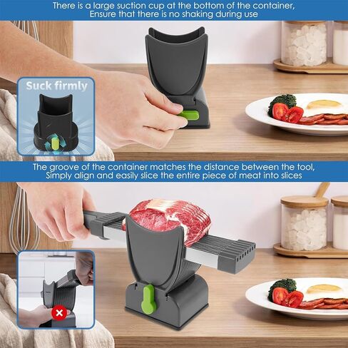 Fresh Meat Slicer, Thickness Adjustable 2 or 4 mm, 17 IN 1 Stainless Steel Cleaver Kitchen Knife For Slicing Shredding, Manual Meat Cutter Jerky Slicer for Beef Pork Salmon Jerky in Kuwait