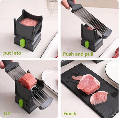 Fresh Meat Slicer, Thickness Adjustable 2 or 4 mm, 17 IN 1 Stainless Steel Cleaver Kitchen Knife For Slicing Shredding, Manual Meat Cutter Jerky Slicer for Beef Pork Salmon Jerky in Kuwait