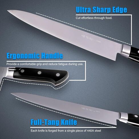 Japanese Chef Knife - 9.5 inches, Professional Sushi Knife with Black Ergonomic Handle in Kuwait