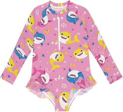 Girls One Piece Swimsuits Long Sleeve Swimsuit Zipper Bathing Suits Swimwear in Saudi Arabia