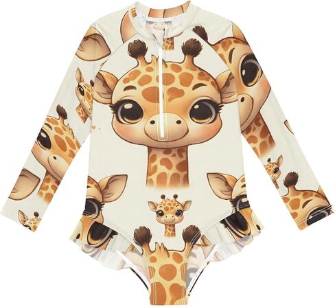 Girls One Piece Swimsuits Long Sleeve Swimsuit Zipper Bathing Suits Swimwear in Kuwait