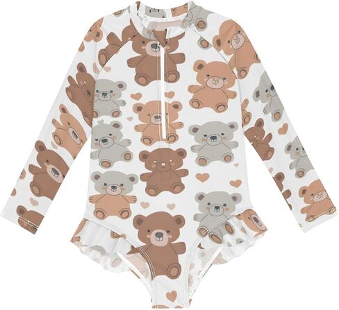 Girls One Piece Swimsuits Long Sleeve Swimsuit Zipper Bathing Suits Swimwear in Saudi Arabia
