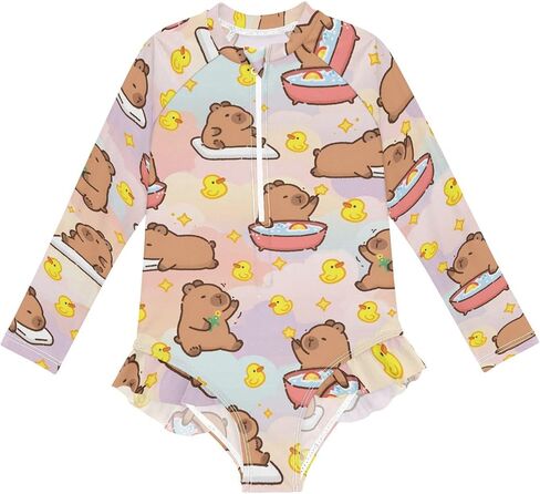 Girls One Piece Swimsuits Long Sleeve Swimsuit Zipper Bathing Suits Swimwear in Saudi Arabia