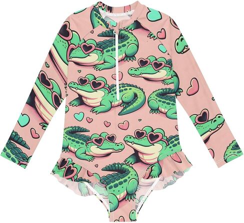 Girls One Piece Swimsuits Long Sleeve Swimsuit Zipper Bathing Suits Swimwear in Saudi Arabia