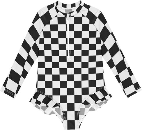 Girls One Piece Swimsuits Long Sleeve Swimsuit Zipper Bathing Suits Swimwear in Saudi Arabia