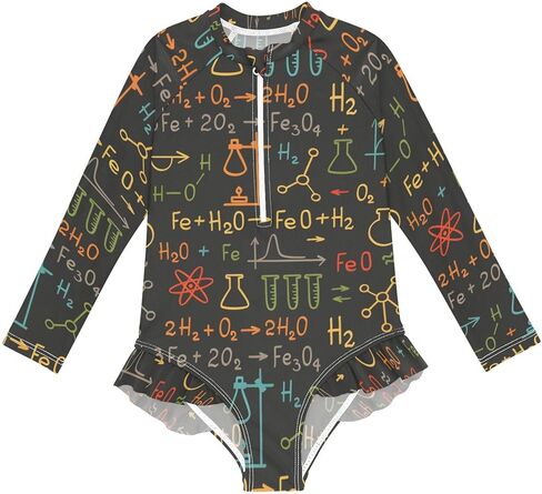 Girls One Piece Swimsuits Long Sleeve Swimsuit Zipper Bathing Suits Swimwear in Saudi Arabia