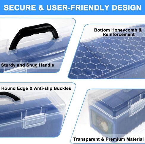 Storage Box For Toploader Trading Card Storage Box Playing Card Case Large Plastic Container with Handle Holding 200 to 750 Sheets (1 Pack) in Kuwait