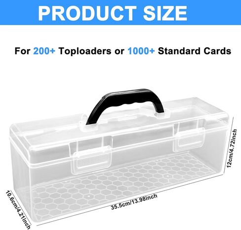 Storage Box For Toploader Trading Card Storage Box Playing Card Case Large Plastic Container with Handle Holding 200 to 750 Sheets (1 Pack) in Kuwait