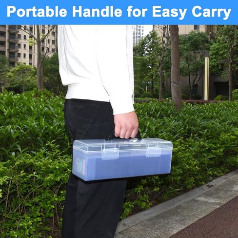Storage Box For Toploader Trading Card Storage Box Playing Card Case Large Plastic Container with Handle Holding 200 to 750 Sheets (1 Pack) in Kuwait