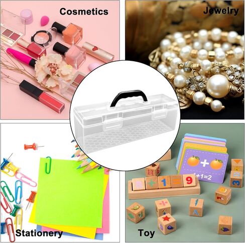 Storage Box For Toploader Trading Card Storage Box Playing Card Case Large Plastic Container with Handle Holding 200 to 750 Sheets (1 Pack) in Kuwait