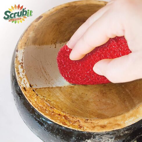SCRUBIT 18 Round Nylon Dish Scrubber Scouring Pads - Assorted Colors Scourer Pads - Tough and Durable - Non-Scratch for Non-Stick Cookware in Kuwait