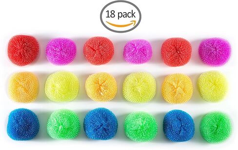 SCRUBIT 18 Round Nylon Dish Scrubber Scouring Pads - Assorted Colors Scourer Pads - Tough and Durable - Non-Scratch for Non-Stick Cookware in Kuwait