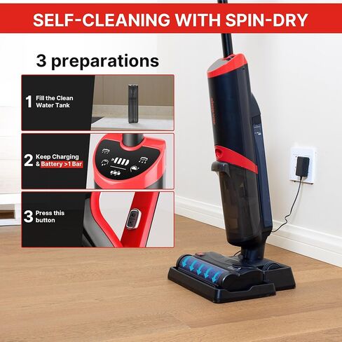 Shop-Vac Wet Dry Vacuum Cleaner and Mop, 15000Pa Vacuum Mop All in One, Lightweight Multi-Surface Cleaner with Self-Cleaning, LED Display & Voice Prompts in Kuwait