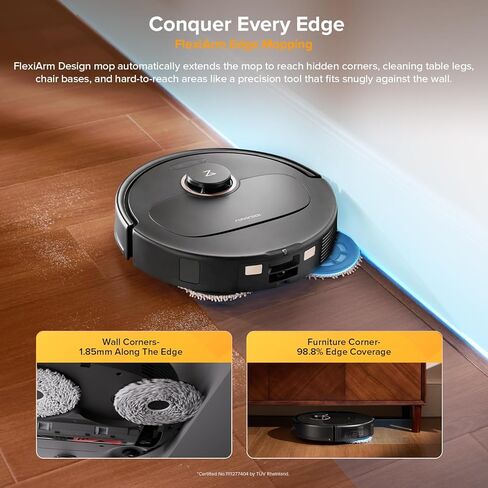 مكنسة وممسحة roborock Qrevo S5V Robot، ممسحة FlexiArm Edge، شفط 12000 باسكال، نظام مزدوج بدون تشابك، تجنب العوائق الذكية، رفع ممسحة 10 مم، غسيل وتجفيف الممسحة التلقائية (متجدد) in Kuwait