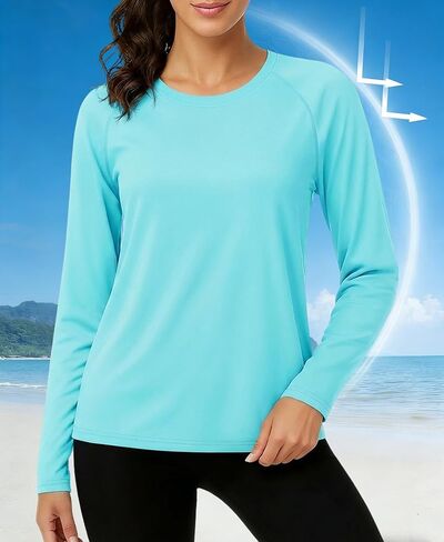 Women's Long Sleeve Rash Guard Swim Shirt UPF 50+ UV Sun Protection Tops Quick Dry Athletic Workout Shirts in Kuwait