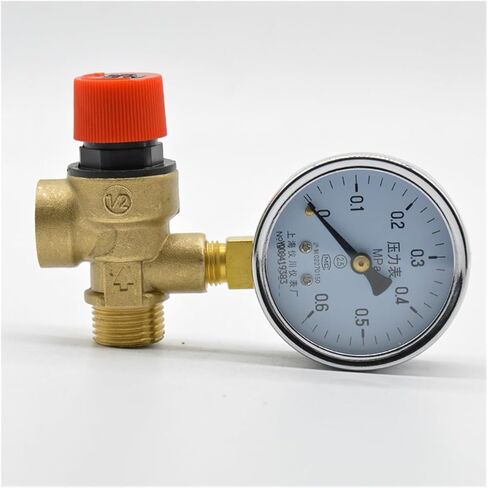 1/2 "DN15 1.5-8 بار النحاس تخفيف الضغط المرجل صمام أمان العادم لسخان المياه بالطاقة الشمسية مع مقياس الضغط (6 بار) in Kuwait