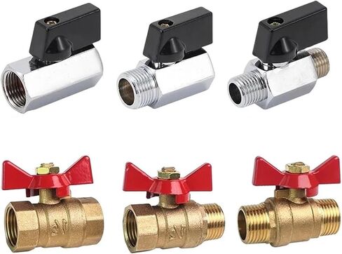 5/20/100pcs Brass Ball Valve Air Compressor Water Gas Oil Shut Off Valve 1/8" 1/4" 3/8" 1/2" Threaded Mini Male to Female(45295,5 PCS) in Kuwait