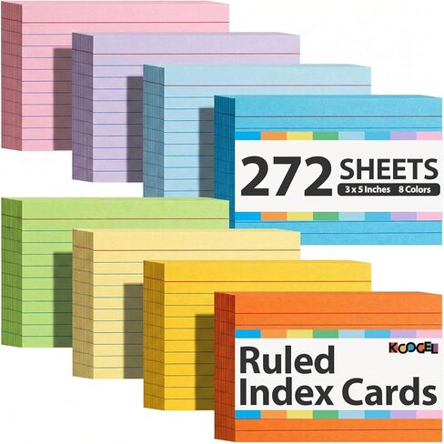 بطاقات فهرس ملونة Koogel ، 272pcs بطاقات فلاش تحكم بطاقات دراسة Notecard in Saudi Arabia