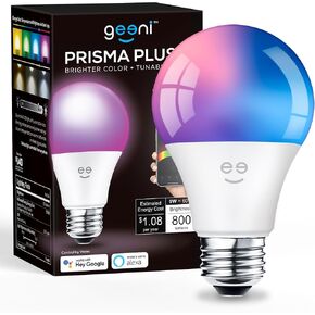 Geeni Prisma Plus 800 Dimmable Smart Light Bulbs with 2.4 GHz Wi-Fi Connectivity – Color-Changing & Tunable White, A19 LED Smart Bulb – Works with Alexa & Google, 4-Pack in Kuwait