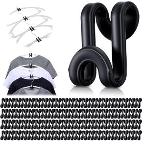 240 Pcs Black Clothes Hanger Connector Hooks, Heavy Duty Plastic Space Saving Cascading Hanger Extender Clips for Closet Organizer in Kuwait