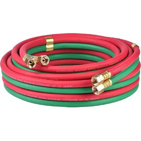 Oxygen Acetylene Hose Twin Welding Hose 1/4" × 25FT - 300 PSI Red & Green Torch Hose with 9/16"-18 B Fittings Grade R for Gas Welding Cutting & Brazing in Saudi Arabia