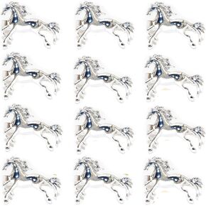 Alloy Horses Napkin Ring Set of 12 Metal Animal Napkin Buckle for Wedding,Parties, Dinners, Christmas, Holidays Decor, Silver in Kuwait