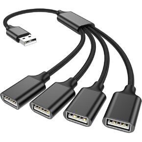 USB Splitter 1 in 4 Out, USB Y Cable, 1Ft/ 30cm, Black in Saudi Arabia