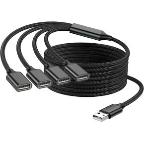 USB Splitter 1 in 4 Out, USB Y Cable, 1Ft/ 30cm A Male to 4 Female Extension Cord for TV/PC/Laptop/MacBook/Keyboard/ PS4/ PS5/ Flash Drive/Laptop/LED Etc. in Saudi Arabia
