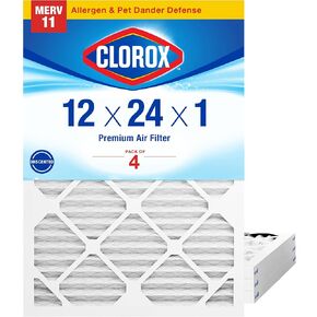 Clorox 12x24x1 Air Filter, MERV 13 Pleated HVAC AC Furnace Air Filters for Allergies, Pet Dander, Smoke and more, MPR 1500 & FPR 10 – Pack of 4 in Saudi Arabia