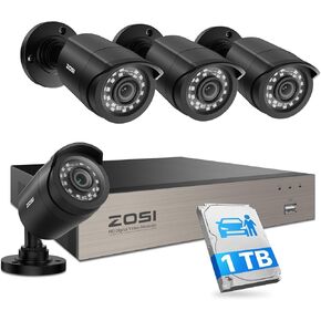 نظام كاميرا الأمان ZOSI 1080P مع قرص صلب 1 تيرابايت H.265+ 8CH مسجل فيديو HD-TVI لايت HD-TVI مع 4X HD 1920TVL 1080P كاميرات CCTV المقاومة للطقس في الأماكن المغلقة والمفتوحة عن بعد in Kuwait