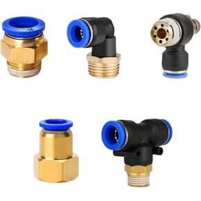 20Pcs Pneumatic Air Connector Fitting PC PCF PL SL 4mm 6mm 8mm Thread 1/8 1/4 3/8 1/2 Hose Fittings Pipe Quick Connectors(8-02,PB (20PCS)) Plumbing Fittings in Saudi Arabia
