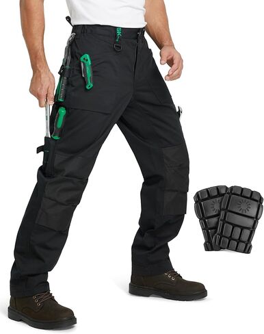 SKPRO Men's Cargo Pants, Work Pants with Knee Pads, Relaxed Fit Knee Pad Pockets Carpenter Pants for Construction in Saudi Arabia