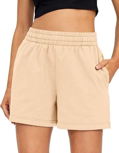 Womens Sweat Shorts Casual Summer Drawstring Comfy Elastic High Waist Running Clothes with Pockets in Saudi Arabia
