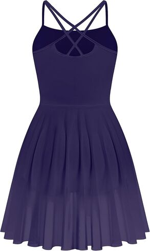 Ballet Leotard Dress for Women Sleeveless Criss-Cross Ballerina Dance Dress with Chest Pad High Cut Basic Dancewear in Kuwait
