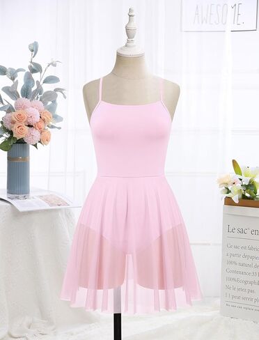 Ballet Leotard Dress for Women Sleeveless Criss-Cross Ballerina Dance Dress with Chest Pad High Cut Basic Dancewear in Saudi Arabia
