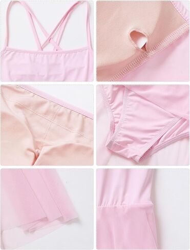 Ballet Leotard Dress for Women Sleeveless Criss-Cross Ballerina Dance Dress with Chest Pad High Cut Basic Dancewear in Saudi Arabia