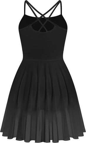 Ballet Leotard Dress for Women Sleeveless Criss-Cross Ballerina Dance Dress with Chest Pad High Cut Basic Dancewear in Saudi Arabia